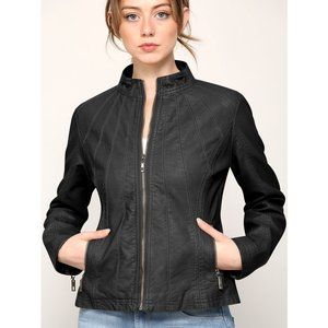 NWT Vegan Leather Quilted Biker Jacket